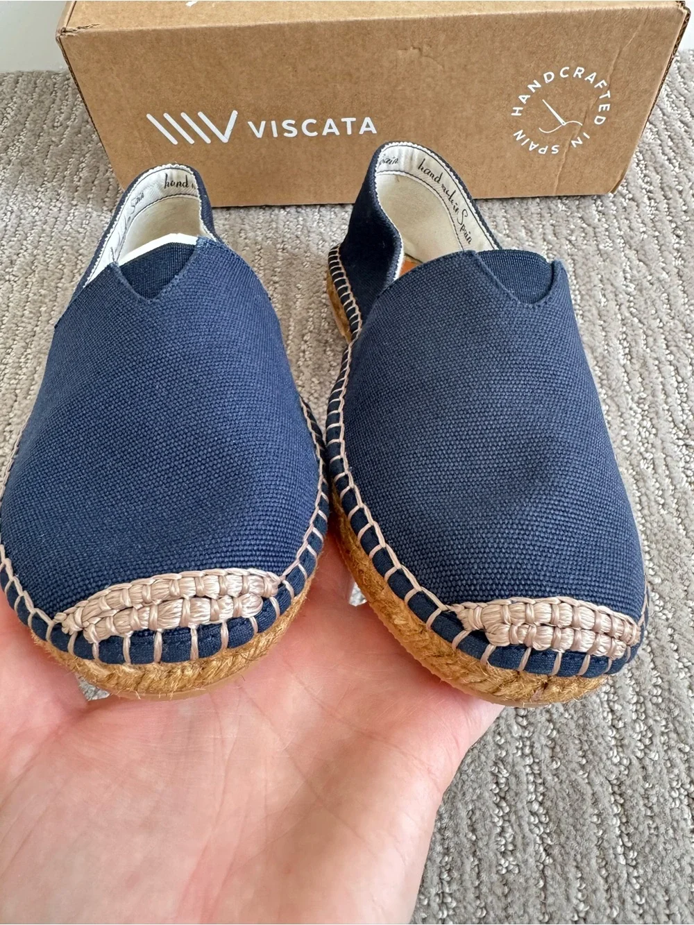 NWB Viscata Barceloneta Canvas Espadrille Flats in Navy Blue EU 37 Made in Spain